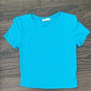Active Basic Teal Ribbed Crop Top
